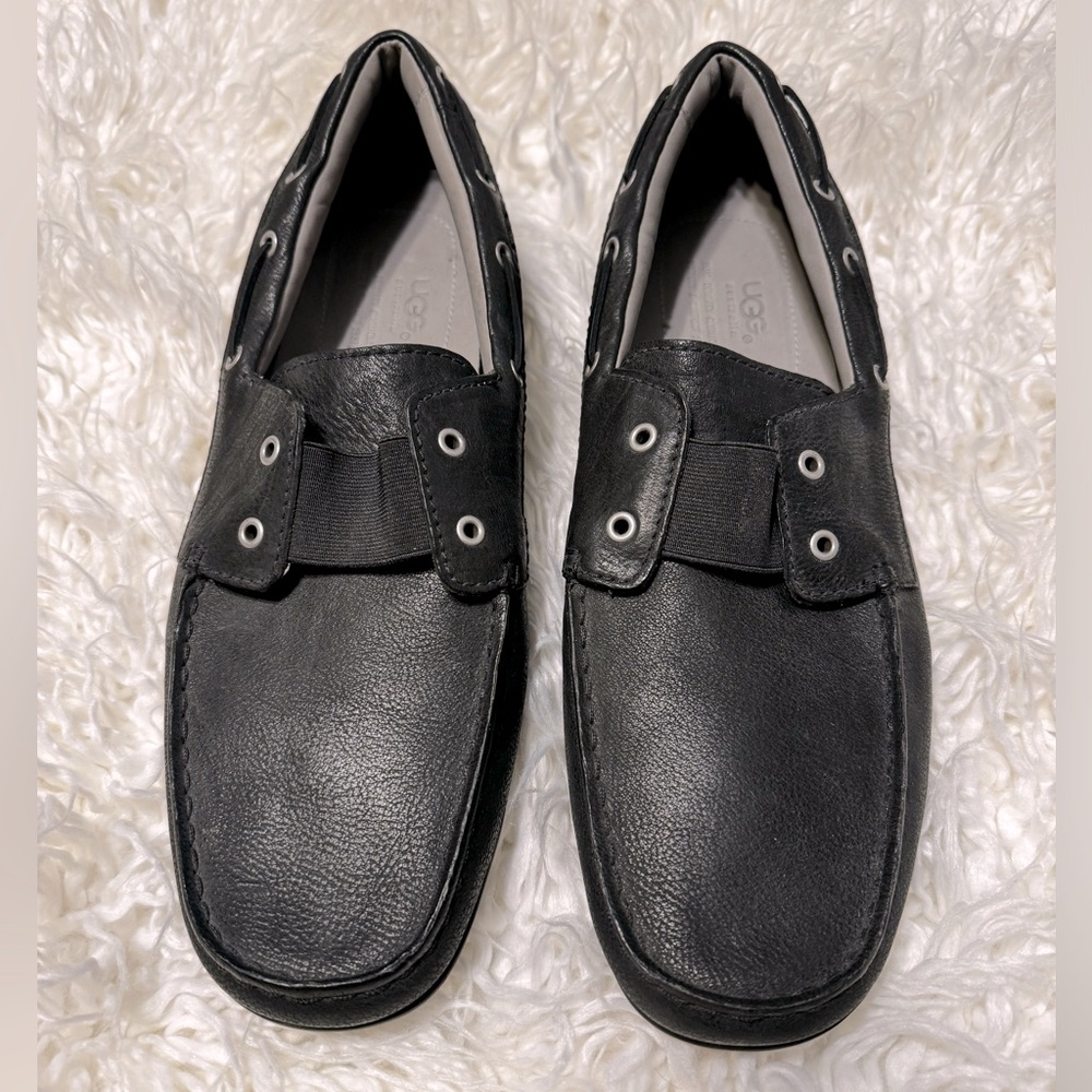 NEW UGG Australia Mens Beach Grey Leather Loafer Shoe 13